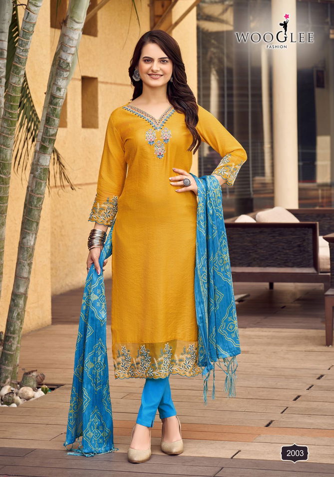 Sagaai By Wooglee Viscose Embroidery Kurti With Bottom Dupatta Wholesale Market In Surat